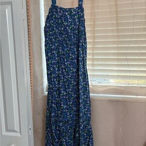 LOFT Blue and Green Floral Dress